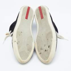 Pre Owned Prada Black Suede High Top Sneakers Size 39