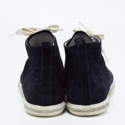 Pre Owned Prada Black Suede High Top Sneakers Size 39
