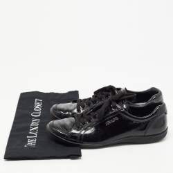 Pre Owned Prada Sport Black Patent Leather Low Top Sneakers Size 38