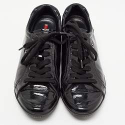 Pre Owned Prada Sport Black Patent Leather Low Top Sneakers Size 38