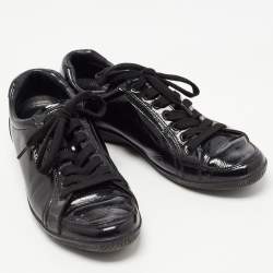 Pre Owned Prada Sport Black Patent Leather Low Top Sneakers Size 38