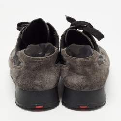 Prada Sport Grey Suede and Camouflage Print Nylon Low Top Sneakers Size 37.5