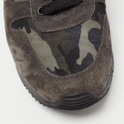 Prada Sport Grey Suede and Camouflage Print Nylon Low Top Sneakers Size 37.5