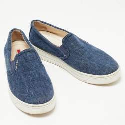 Pre Owned Prada Sport Blue Denim Slip On Sneakers Size 36.5
