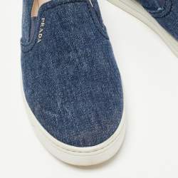 Pre Owned Prada Sport Blue Denim Slip On Sneakers Size 36.5