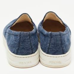 Pre Owned Prada Sport Blue Denim Slip On Sneakers Size 36.5