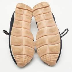 Pre Owned Prada Sport Black/Pink Leather and Neoprene Cut Out Low Top Sneakers Size 39