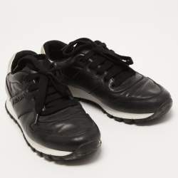 Pre Owned Prada Sport Black Leather Low Top Sneakers Size 38