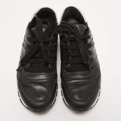 Pre Owned Prada Sport Black Leather Low Top Sneakers Size 38