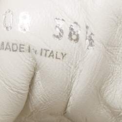 Pre Owned Prada Sport White/Silver Leather Low Top Sneakers Size 38.5