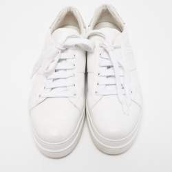 Pre Owned Prada Sport White/Silver Leather Low Top Sneakers Size 38.5