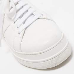 Pre Owned Prada Sport White/Silver Leather Low Top Sneakers Size 38.5