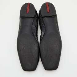 Pre Owned Prada Sport Black Patent Leather Buckle Detail Ballet Flats Size 39