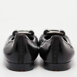 Pre Owned Prada Sport Black Patent Leather Buckle Detail Ballet Flats Size 39