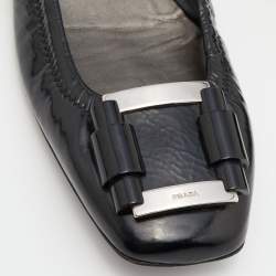 Pre Owned Prada Sport Black Patent Leather Buckle Detail Ballet Flats Size 39