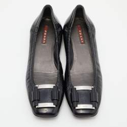 Pre Owned Prada Sport Black Patent Leather Buckle Detail Ballet Flats Size 39