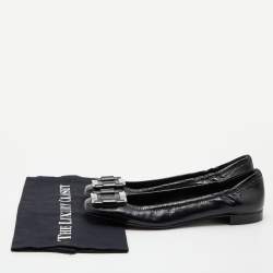 Pre Owned Prada Sport Black Patent Leather Buckle Detail Ballet Flats Size 39