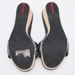 Pre Owned Prada Sport Blue Denim Wedge Slide Sandals Size 38