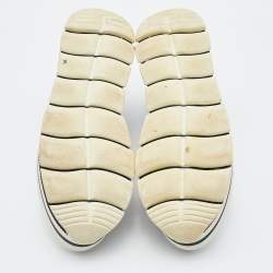 Pre Owned Prada Sport Silver Leather Lace Up Platform Sneakers Size 38.5