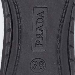 Pre Owned Prada Sport Silver Leather Lace Up Platform Sneakers Size 38.5