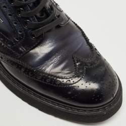 Pre Owned Prada Sport Black/Blue Leather Brogue Derby Size 37.5
