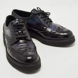 Pre Owned Prada Sport Black/Blue Leather Brogue Derby Size 37.5