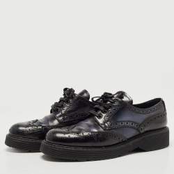 Pre Owned Prada Sport Black/Blue Leather Brogue Derby Size 37.5