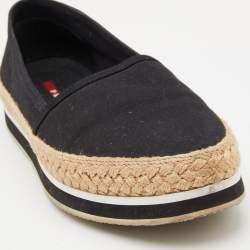 Prada Sport Black Canvas Espadrille Loafers Size 38.5