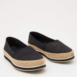 Prada Sport Black Canvas Espadrille Loafers Size 38.5