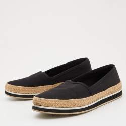 Prada Sport Black Canvas Espadrille Loafers Size 38.5