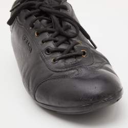 Prada Sport Black Leather Low Top Sneakers Size 41