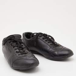 Prada Sport Black Leather Low Top Sneakers Size 41