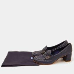 Pre Owned Prada Sport Navy Blue Leather Loafer Pumps Size 39