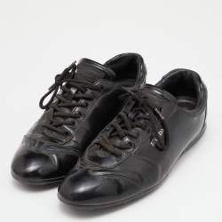 Pre Owned Prada Sports Black Patent Leather Low Top Sneakers Size 40