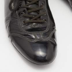 Pre Owned Prada Sports Black Patent Leather Low Top Sneakers Size 40