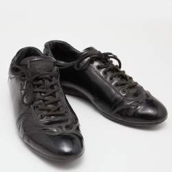 Pre Owned Prada Sports Black Patent Leather Low Top Sneakers Size 40