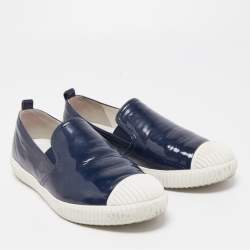 Pre Owned Prada Sport Navy Blue Patent Leather Slip-On Sneakers Size 37.5
