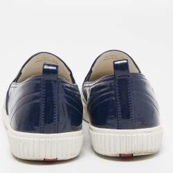 Pre Owned Prada Sport Navy Blue Patent Leather Slip-On Sneakers Size 37.5