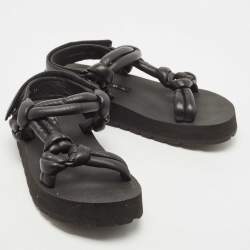 Pre Owned Prada Sport Black Leather Padded Platform Sandals Size 37