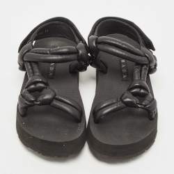 Pre Owned Prada Sport Black Leather Padded Platform Sandals Size 37