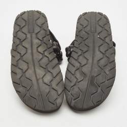 Pre Owned Prada Sport Black Leather Padded Platform Sandals Size 37