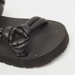 Pre Owned Prada Sport Black Leather Padded Platform Sandals Size 37