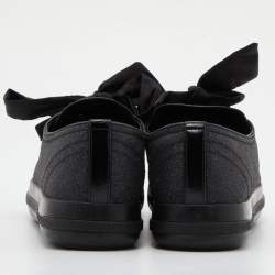 Prada Sport Black Glitter and Leather Logo Low Top Sneakers Size 38