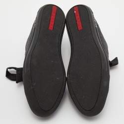 Prada Sport Black Glitter and Leather Logo Low Top Sneakers Size 38