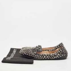 Pre Owned Prada Sport Black Leather Studded Smoking Slippers Size 38.5