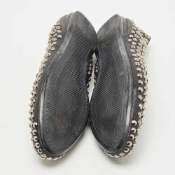 Pre Owned Prada Sport Black Leather Studded Smoking Slippers Size 38.5