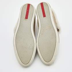 Pre Owned Prada Sport Beige Suede and Fur High Top Sneakers Size 39.5