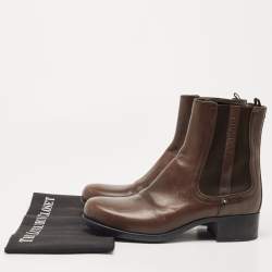Prada Sport Brown Leather Ankle Boots Size 38