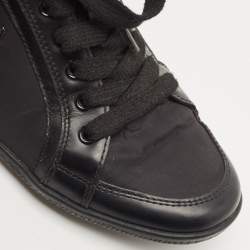 Pre Owned Prada Sport Black Nylon Fabric and Leather Low Top Sneakers Size 37.5