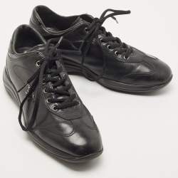 Pre Owned Prada Sport Black Leather Low Top Sneakers Size 37.5